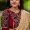 Wholesale Ajrakh Patchwork Readymade Blouse – Malai Cotton Front Open Non-Padded Saree Blouse with Glass Sleeves (Free Size 32–44)