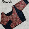 Wholesale Ajrakh Patchwork Readymade Blouse – Malai Cotton Front Open Non-Padded Saree Blouse with Glass Sleeves (Free Size 32–44) - Image 3