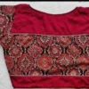 Wholesale Ajrakh Patchwork Readymade Blouse – Malai Cotton Front Open Non-Padded Saree Blouse with Glass Sleeves (Free Size 32–44) - Image 4