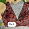 Wholesale Ajrakh Print Deep V-Neck Celebrity Blouse – Padded Sleeveless Back Open Saree Blouse (Free Size 32–44 | Plus Size Available) - Image 3