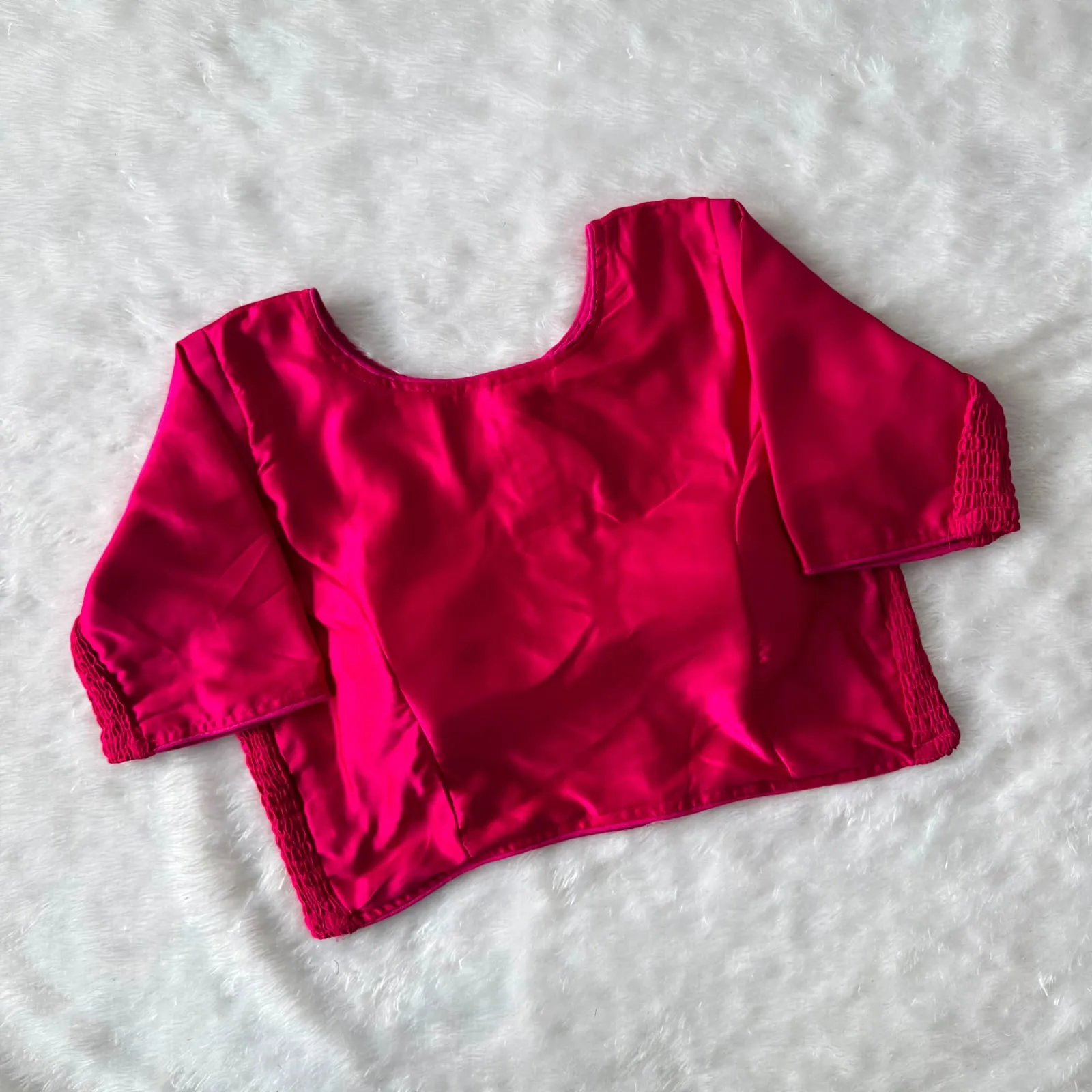 Wholesale Bollywood Style Soft Silk Readymade Blouse – Stretchable Side Elastic Padded Saree Blouse with Elbow Sleeves (Size 38 to 42) - Image 10