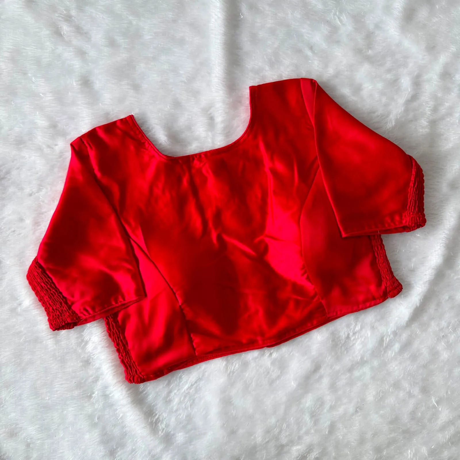 Wholesale Bollywood Style Soft Silk Readymade Blouse – Stretchable Side Elastic Padded Saree Blouse with Elbow Sleeves (Size 38 to 42) - Image 13