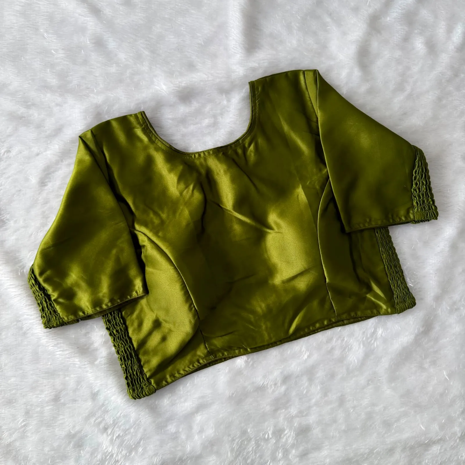Wholesale Bollywood Style Soft Silk Readymade Blouse – Stretchable Side Elastic Padded Saree Blouse with Elbow Sleeves (Size 38 to 42) - Image 8