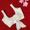 Wholesale Chikankari Square Neck Readymade Blouse – Padded Sleeveless Designer Back Bow Saree Choli (Free Size 32–44) - Image 3