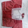 Wholesale Cotton Gamcha Readymade Blouse – Square Neck White Lace Border Front Open Saree Choli with Glass Sleeves (Free Size 32–44)