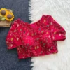 Wholesale Crush Silk Floral Embroidered Readymade Blouse | Side Elastic Stretchable (38 to 42)
