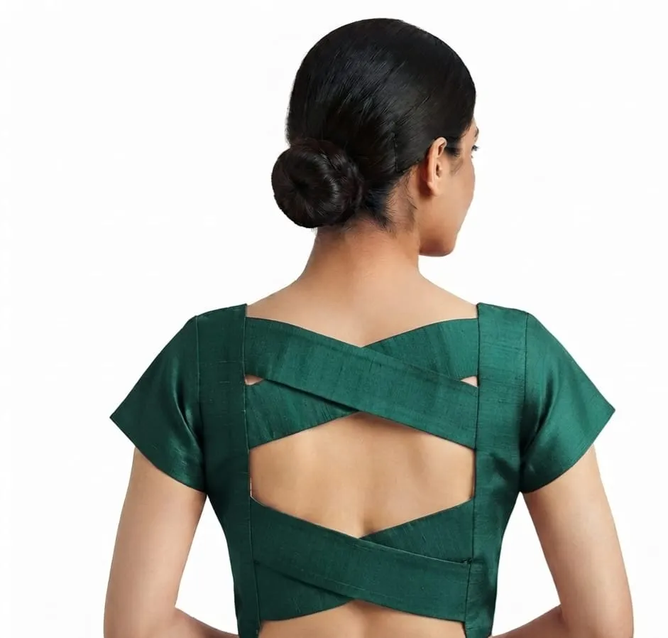Wholesale Designer Cross-Strap Silk Blouse | Bulk Readymade Saree Blouses Supplier - Image 4