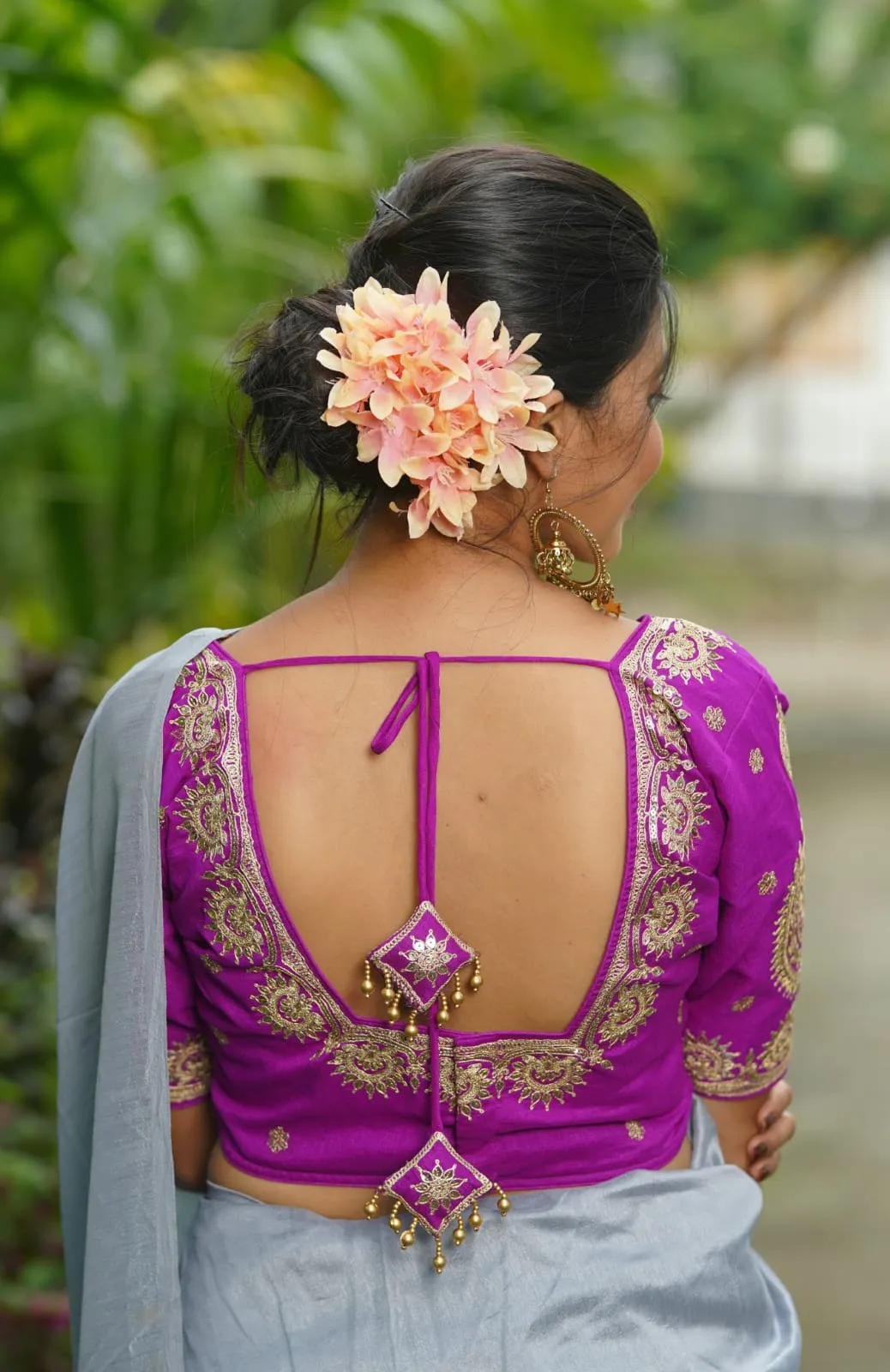 Wholesale Heavy Zari Embroidered Silk Bridal Blouse – Padded Back Open Dori Saree Choli (Free Size 32–44) - Image 3