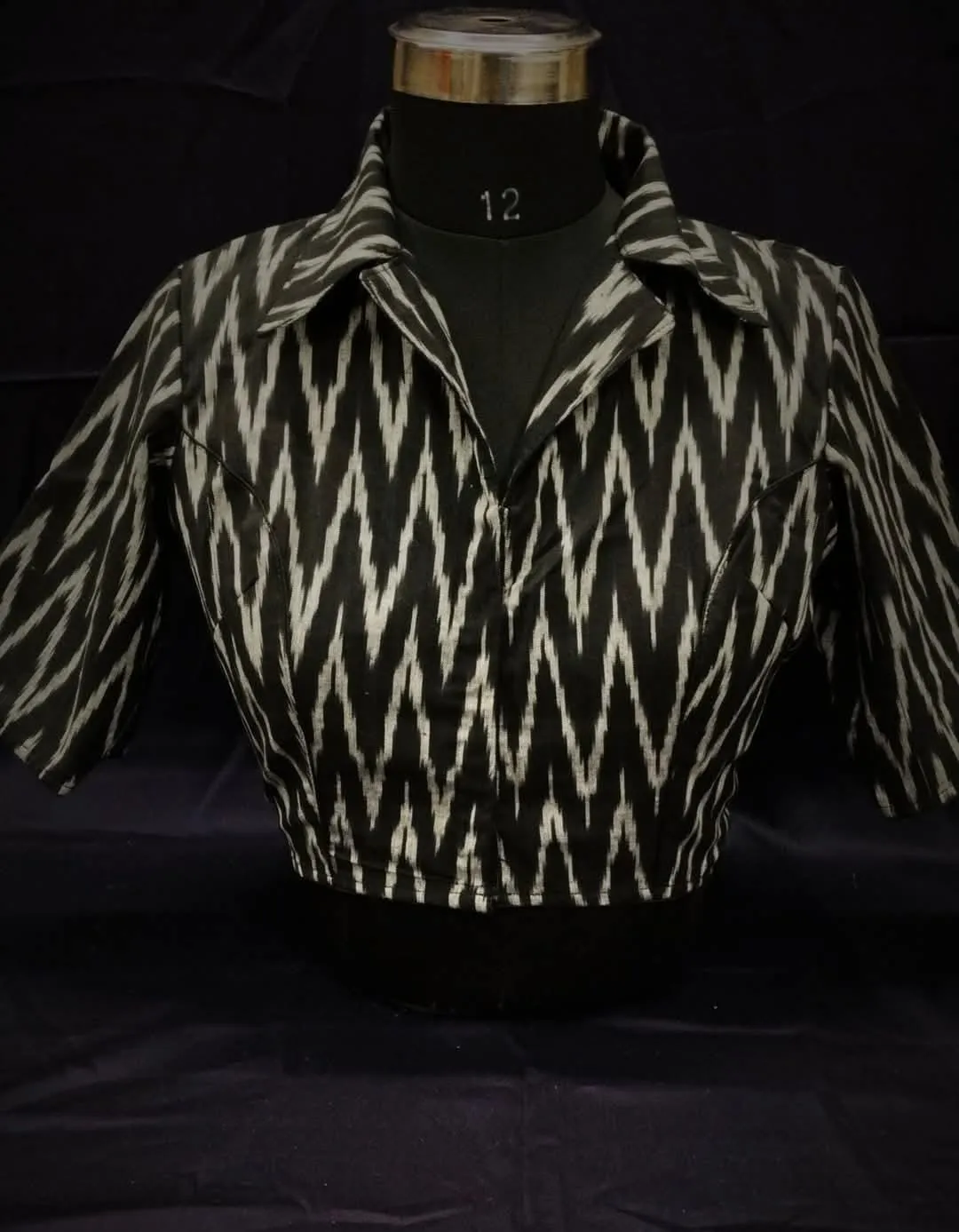 Wholesale Ikkat Collar Neck Readymade Blouse – Padded Front Open Saree Blouses - Image 2