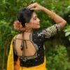 Wholesale Masaba Style Silk Bridal Readymade Blouse – Padded Back Open Dori Choli with Glass Sleeves (Free Size 32–44 | Plus Size Available - Image 5