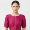 Wholesale Plain Raw Silk Saree Blouse | Designer Front Buttoned & Back Open Blouse Bulk Supplier