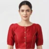 Wholesale Plain Raw Silk Saree Blouse | Designer Front Buttoned & Back Open Blouse Bulk Supplier - Image 2