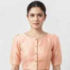 Wholesale Plain Raw Silk Saree Blouse | Designer Front Buttoned & Back Open Blouse Bulk Supplier - Image 4