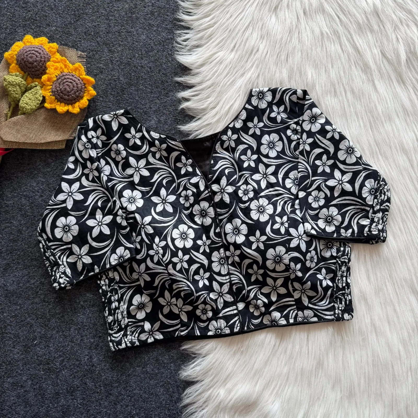 Wholesale Pure Cotton Hand Block Printed Readymade Blouse | Side Elastic Stretchable (Bust 38-42) - Image 2
