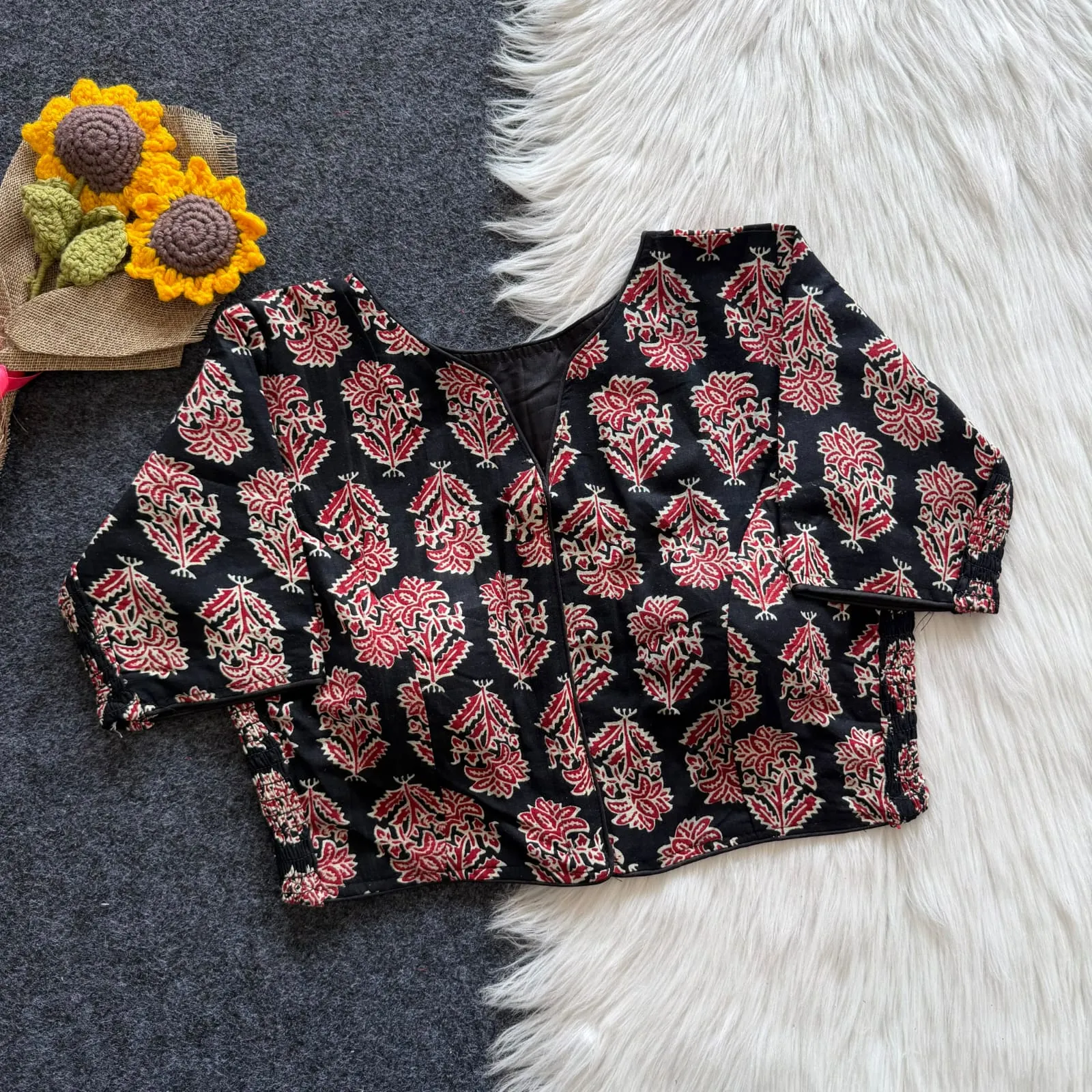 Wholesale Pure Cotton Hand Block Printed Readymade Blouse | Side Elastic Stretchable (Bust 38-42) - Image 3