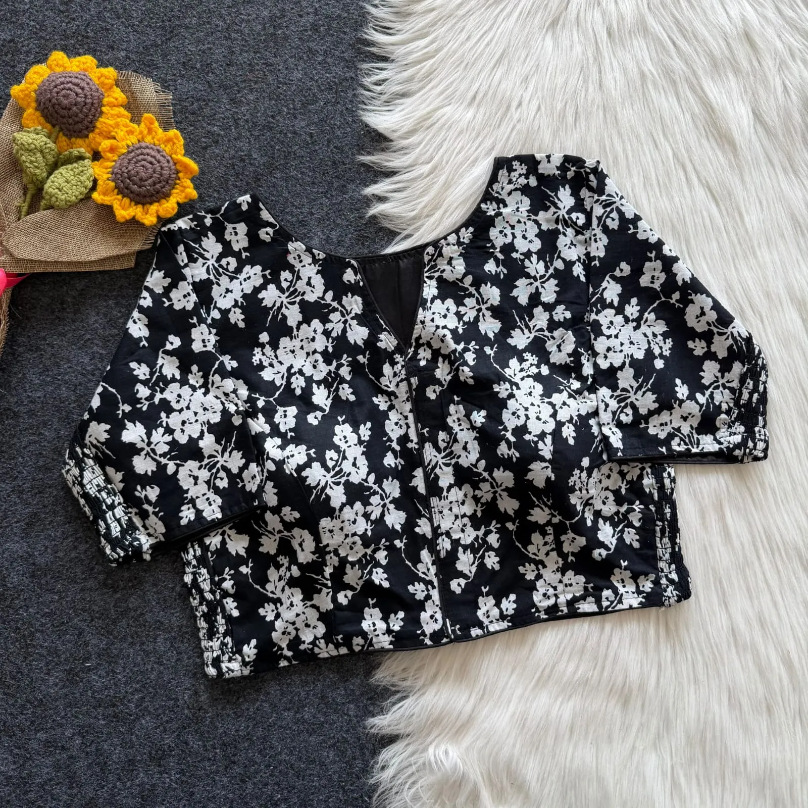 Wholesale Pure Cotton Hand Block Printed Readymade Blouse | Side Elastic Stretchable (Bust 38-42) - Image 4