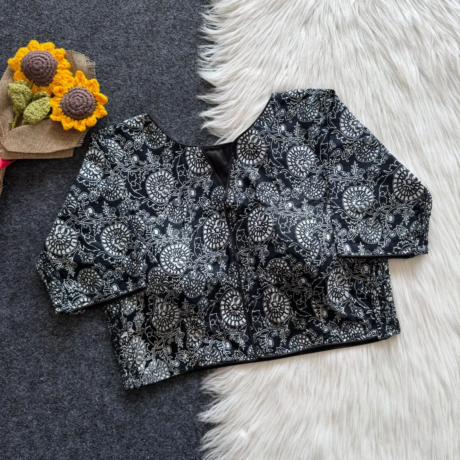 Wholesale Pure Cotton Hand Block Printed Readymade Blouse | Side Elastic Stretchable (Bust 38-42) - Image 6