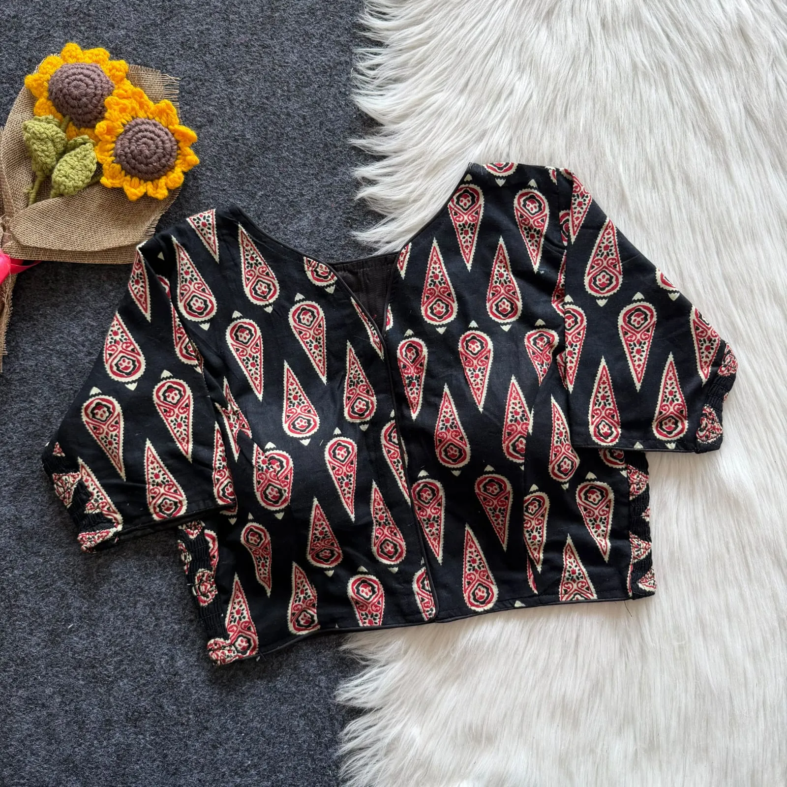 Wholesale Pure Cotton Hand Block Printed Readymade Blouse | Side Elastic Stretchable (Bust 38-42) - Image 8
