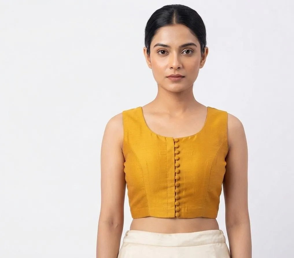 Wholesale Readymade Saree Blouses | Designer Sleeveless Keyhole-Back Silk Blouse Bulk Supplier