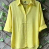 Women's Cotton Linen Blend Oversized Button-Down Shirt | Casual Loose Fit Pop-Up Collar Shirt (Free Size up to 44 Bust) - Image 4
