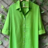 Women's Cotton Linen Blend Oversized Button-Down Shirt | Casual Loose Fit Pop-Up Collar Shirt (Free Size up to 44 Bust) - Image 5