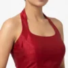 Women’s Plain Raw Silk Halter Neck Saree Blouse – Backless Partywear Readymade Blouse with Back Hooks for Weddings & Festivals - Image 2