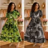 Women's Printed Georgette Flared Maxi Dress with Flutter Sleeves | Free Size Up to 46 (Bust 38–46") Casual Boho Long Gown - Image 12