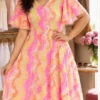 Women's Printed Georgette Flared Maxi Dress with Flutter Sleeves | Free Size Up to 46 (Bust 38–46") Casual Boho Long Gown - Image 13