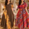 Women's Printed Georgette Flared Maxi Dress with Flutter Sleeves | Free Size Up to 46 (Bust 38–46") Casual Boho Long Gown - Image 15