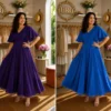 Women's Printed Georgette Flared Maxi Dress with Flutter Sleeves | Free Size Up to 46 (Bust 38–46") Casual Boho Long Gown - Image 2