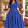 Women's Printed Georgette Flared Maxi Dress with Flutter Sleeves | Free Size Up to 46 (Bust 38–46") Casual Boho Long Gown - Image 3