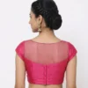 Women's Readymade Boat Neck Saree Blouse with Sheer Net Yoke | Back Hook Padded Party Wear Blouse Crop Top - Image 2