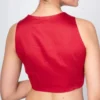 Women's Readymade Raw Silk Blouse for Sarees & Lehengas | Padded Sleeveless Scoop Sweetheart Neck Partywear Blouse (Red) - Image 2