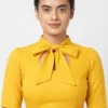 Women’s Readymade Silk Blend Bow-Tie Neck Saree Blouse – Stylish High Collar Ethnic Party Wear