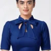 Women’s Readymade Silk Blend Bow-Tie Neck Saree Blouse – Stylish High Collar Ethnic Party Wear - Image 4