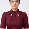 Women’s Readymade Silk Blend Bow-Tie Neck Saree Blouse – Stylish High Collar Ethnic Party Wear - Image 6