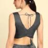 Women's Readymade Sleeveless V-Neck Saree Blouse | Padded Party Wear Crop Top for Sarees & Lehengas - Image 2
