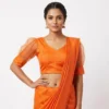 Women's Readymade V-Neck Saree Blouse with Net Puff Sleeves | Back Hook Party Wear Crop Top Blouse - Image 5