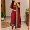 Women's Silk Cotton Festival Wear Kurti Set with Contrast Zari Weaving Dupatta | S to 3XL - Image 20