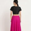 Women's V-Neck Raw Silk Readymade Blouse – Plain Short Sleeve Crop Top Blouse with Back Closure for Saree & Lehenga