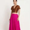 Women's V-Neck Raw Silk Readymade Blouse – Plain Short Sleeve Crop Top Blouse with Back Closure for Saree & Lehenga - Image 5