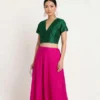Women's V-Neck Raw Silk Readymade Blouse – Plain Short Sleeve Crop Top Blouse with Back Closure for Saree & Lehenga - Image 6