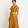 Women's V-Neck Raw Silk Readymade Blouse – Plain Short Sleeve Crop Top Blouse with Back Closure for Saree & Lehenga - Image 7