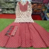 Ajrakh Block Print Cotton Kurti Skirt Set with Dupatta