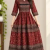 Ajrakh Block Print Flared One-Piece Kurti Dress - Image 2