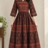 Ajrakh Block Print Flared One-Piece Kurti Dress - Image 6