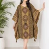 Ajrakh Print Cotton Kaftan Dress with Drawstring - Image 4