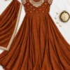 Arohi Embroidered Fendi Crush Anarkali Suit Set with Dupatta – Heavy 7 Meter Flare Ethnic Gown - Image 2