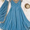 Arohi Embroidered Fendi Crush Anarkali Suit Set with Dupatta – Heavy 7 Meter Flare Ethnic Gown - Image 9