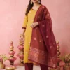 Athira Kanchi Cotton Embroidered Kurti Pant Set with Zari Border Dupatta (3-Piece Festive Salwar Suit for Women) - Image 10